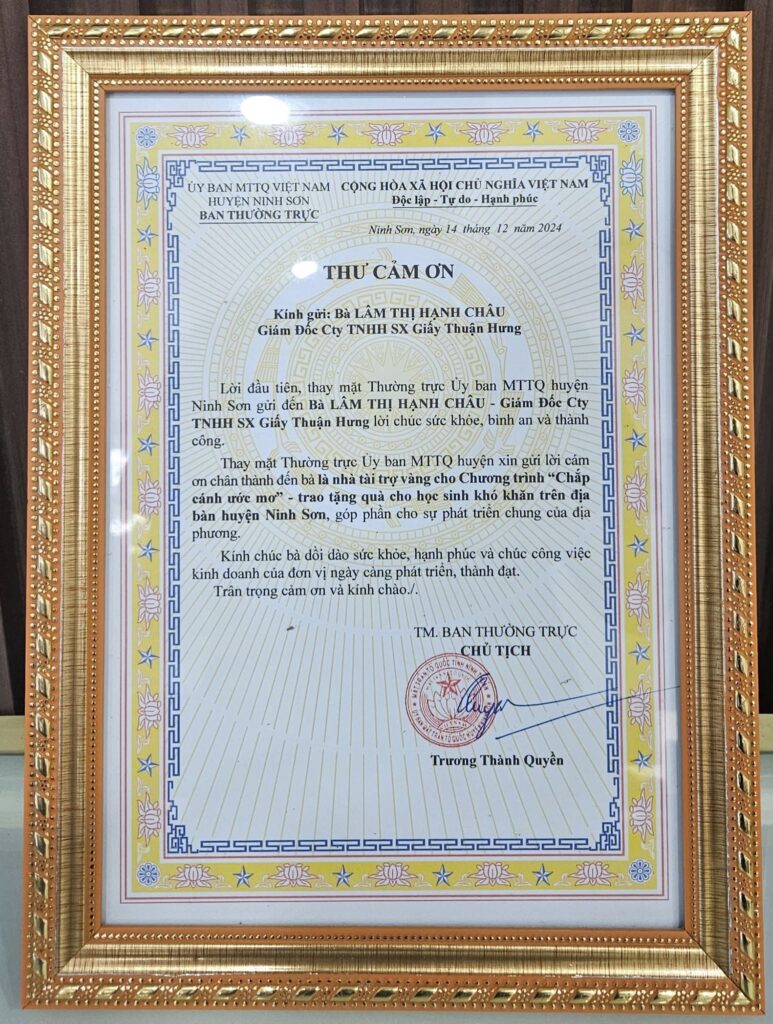 Thư Cảm ơn 